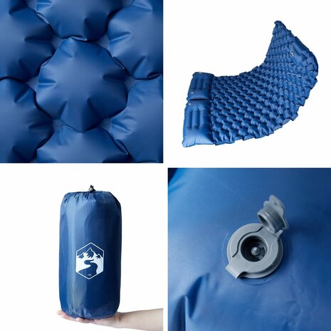 Kampeermatras met kussens zelfopblazend 2-persoons marineblauw 5