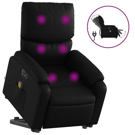 Sta-op-massagestoel elektrisch kunstleer zwart 2