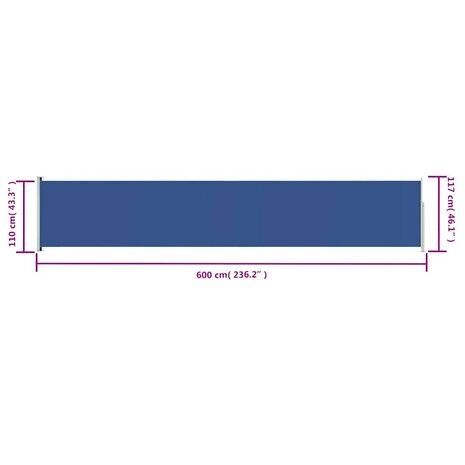 Tuinscherm uittrekbaar 117x600 cm blauw 8