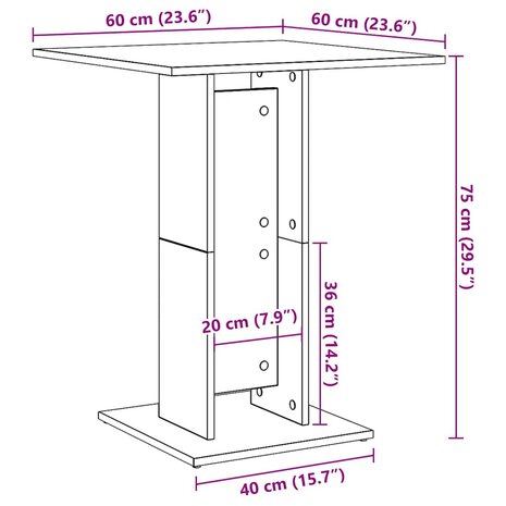 Bistrotafel 60x60x75 cm bewerkt hout betongrijs 8