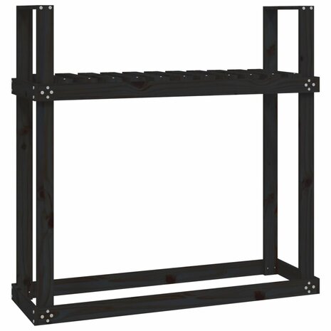 Haardhoutrek 110x35x108,5 cm massief grenenhout zwart 2