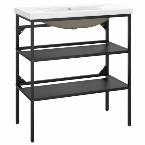 Wastafelframe met inbouwwastafel ijzer zwart 2