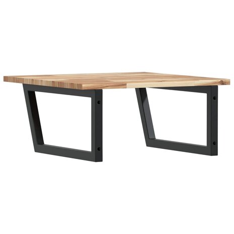 Badkamer wandschap staal en massief acaciahout 6