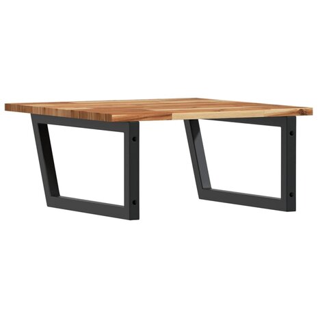 Badkamer wandschap staal en massief acaciahout 6