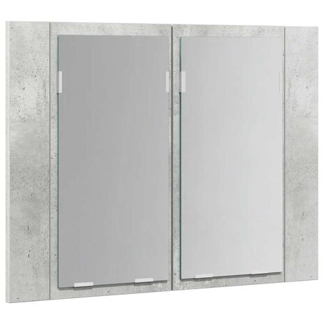 Badkamerkast met spiegel en LED 60x12x45 cm acryl betongrijs 8