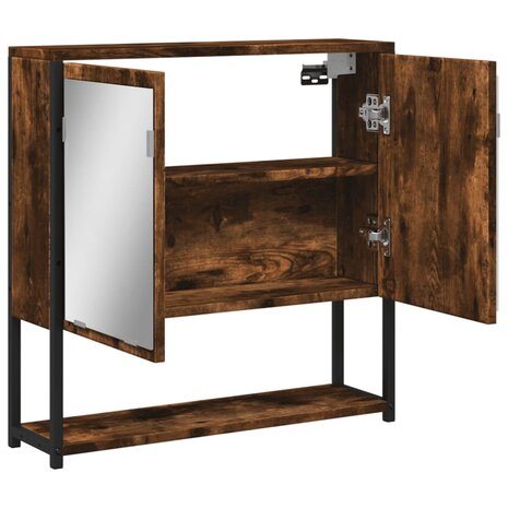 Badkamerspiegelkast 60x16x60 cm bewerkt hout gerookt eikenkleur 6