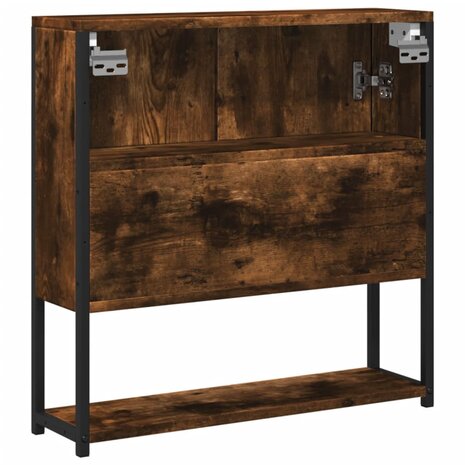 Badkamerspiegelkast 60x16x60 cm bewerkt hout gerookt eikenkleur 8