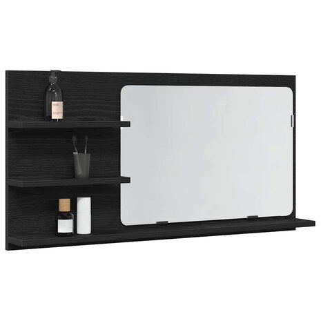 Badkamerspiegelkast 90x11x45 cm bewerkt hout zwart eikenkleurig 4