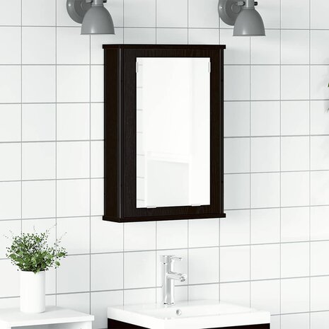 Badkamerspiegelkast 42x12x60 cm spaanplaat zwart eikenkleurig 1