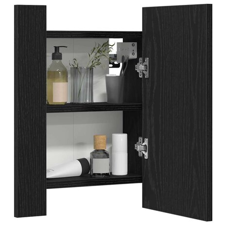 LED badkamerspiegelkast zwart eiken 40x12x45 cm bewerkt hout 5