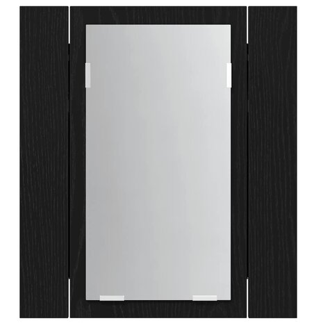 LED badkamerspiegelkast zwart eiken 40x12x45 cm bewerkt hout 6