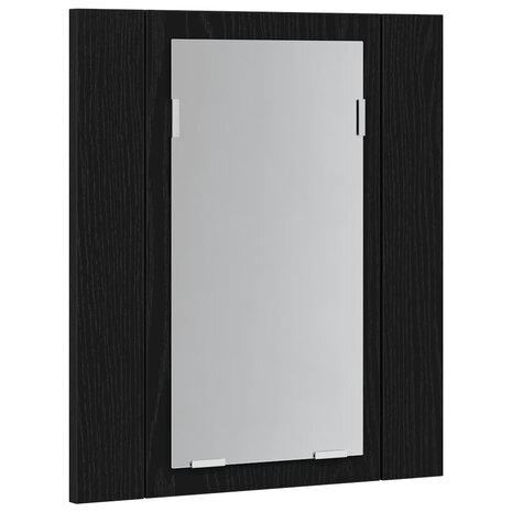 LED badkamerspiegelkast zwart eiken 40x12x45 cm bewerkt hout 7
