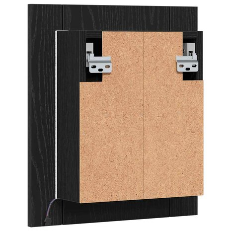 LED badkamerspiegelkast zwart eiken 40x12x45 cm bewerkt hout 9