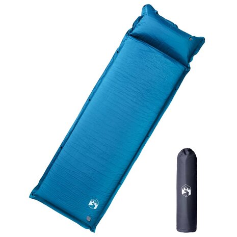 Kampeermatras met kussen zelfopblazend 1-persoons turquoise 1
