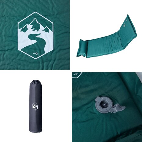 Kampeermatras met kussen zelfopblazend 1-persoons groen 5