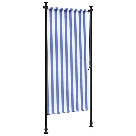 Rolgordijn voor buiten 100x270 cm stof en staal blauw en wit 5