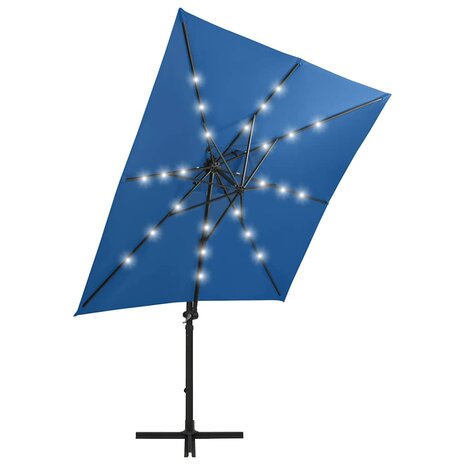 Zweefparasol met paal en LED-verlichting 250 cm azuurblauw 3