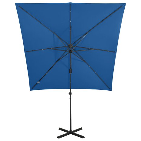 Zweefparasol met paal en LED-verlichting 250 cm azuurblauw 5