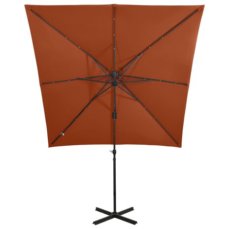 Zweefparasol met paal en LED-verlichting 250 cm terracottakleur 5