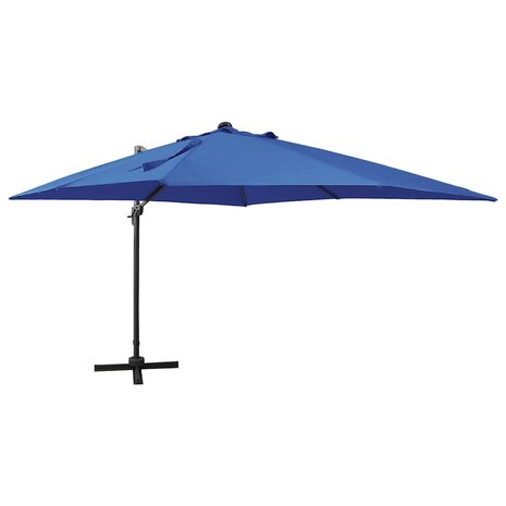 Zweefparasol met paal en LED-verlichting 300 cm azuurblauw 1