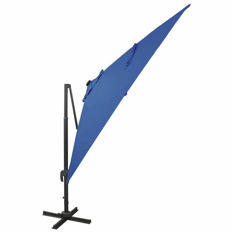 Zweefparasol met paal en LED-verlichting 300 cm azuurblauw 2