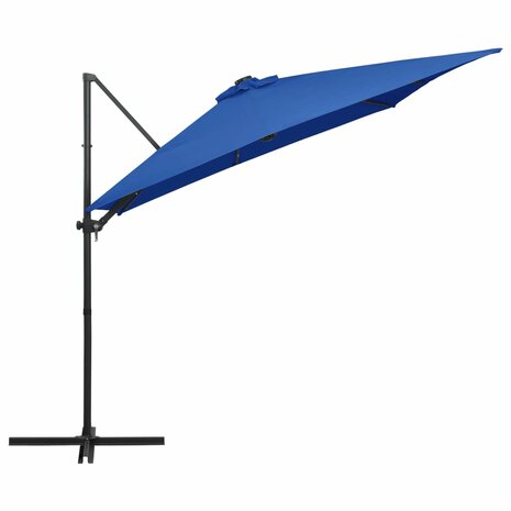 Zweefparasol met LED en stalen paal 250x250 cm azuurblauw 4