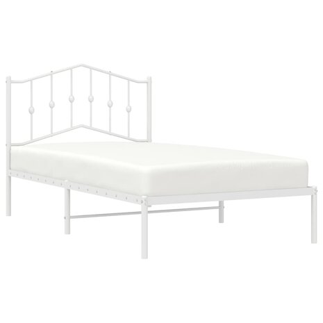 Bedframe met hoofdbord metaal wit 100x190 cm 4