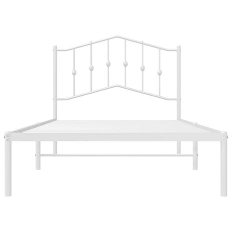 Bedframe met hoofdbord metaal wit 100x190 cm 6