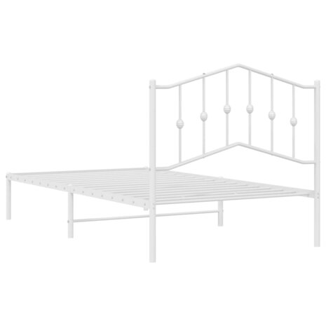 Bedframe met hoofdbord metaal wit 100x190 cm 8