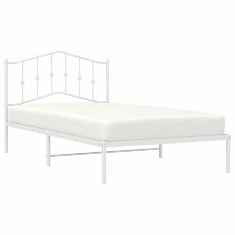 Bedframe met hoofdbord metaal wit 100x200 cm 4