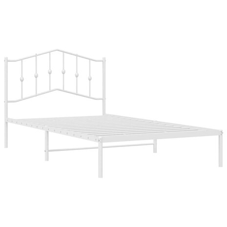 Bedframe met hoofdbord metaal wit 100x200 cm 5