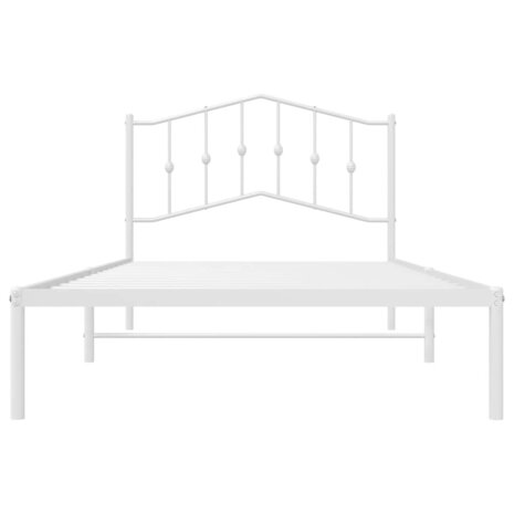 Bedframe met hoofdbord metaal wit 100x200 cm 6