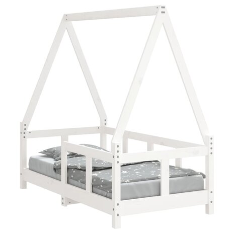 Kinderbedframe 70x140 cm massief grenenhout wit 2