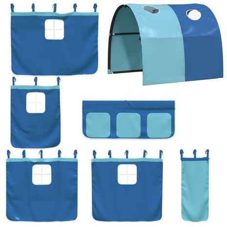 Kinderhoogslaper met tunnel 80x200 cm massief grenenhout blauw 7