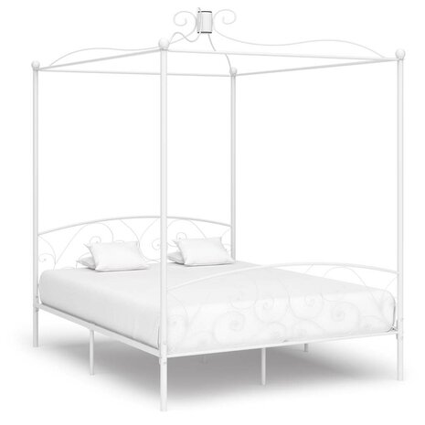 Hemelbedframe metaal wit 180x200 cm 1