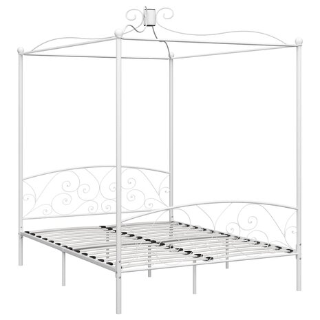 Hemelbedframe metaal wit 180x200 cm 2