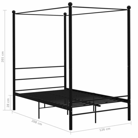 Hemelbedframe metaal zwart 120x200 cm  6