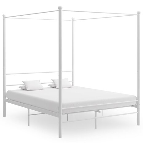Hemelbedframe metaal wit 160x200 cm  1
