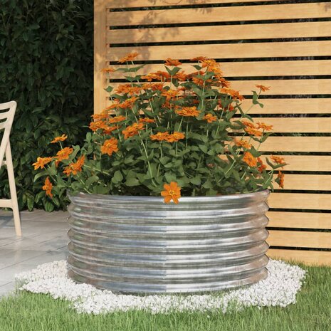 Plantenbak 80x80x36 cm gegalvaniseerd staal zilverkleurig 1