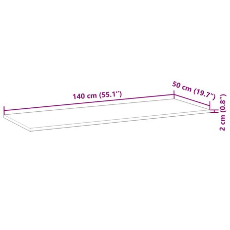 Bureaublad 140x50x2 cm onbehandeld massief acaciahout 9