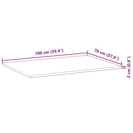 Bureaublad 100x70x2 cm onbehandeld massief acaciahout 9