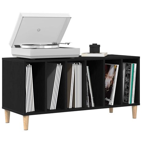 Platenkast met plank Zwart eiken 100 x 38 x 48 cm Bewerkt hout 3