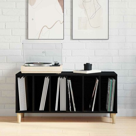 Platenkast met plank Zwart eiken 100 x 38 x 48 cm Bewerkt hout 4
