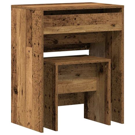 Kaptafel met lade Oud Hout 60 x 40 x 75 cm Bewerkt hout 2