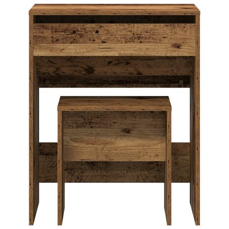 Kaptafel met lade Oud Hout 60 x 40 x 75 cm Bewerkt hout 7