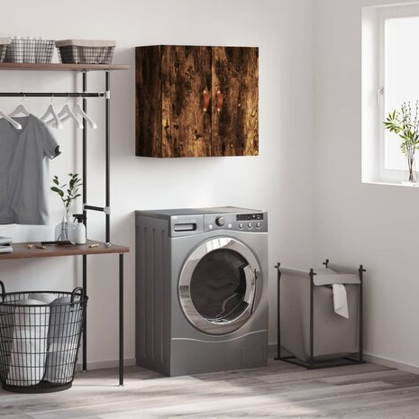 Wandkast 60x31x60 cm bewerkt hout gerookt eikenkleurig 1