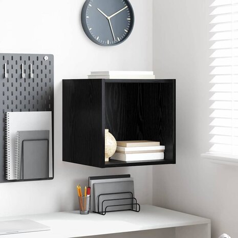 Wandkast met plank Zwart eiken 37 x 37 x 37 cm Bewerkt hout 1