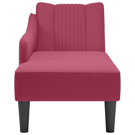 Chaise longue met rechterarmleuning fluweel wijnrood 4