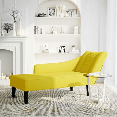 Chaise longue met rechterarmleuning fluweel geel 2