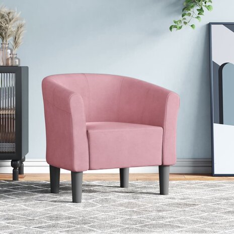 Kuipstoel fluweel roze 1